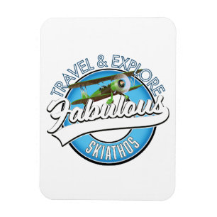 Imán Viaje para explorar el fabuloso logo de Skiathos