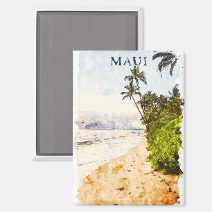 Imán Viaje por el Ilustracion acuático Maui Hawaii