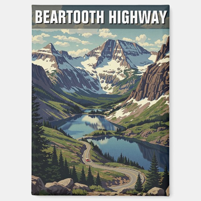 Imán Viaje por la carretera Montana Beartooth (Anverso)