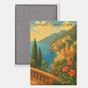 Imán Viaje Retro Costa Amalfi Italia