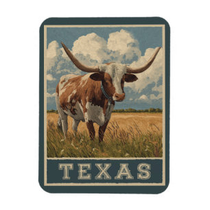 Imán Viaje retro de toro longhorn de Texas