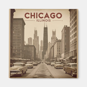 Imán Viaje Retro de Vintage Chicago Illinois