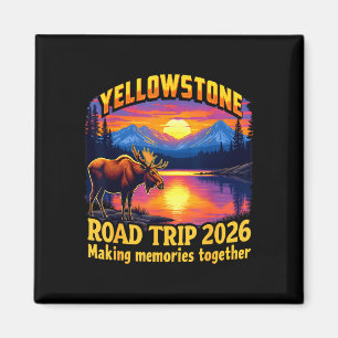 Imán Viaje retro por carretera a Yellowstone 2026 vacac