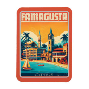 Imán Viaje retro Regalo Playa Famagusta Regalo de recue