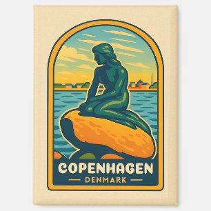 Imán Viaje retro vintage Copenhague Mermaid Dinamarca