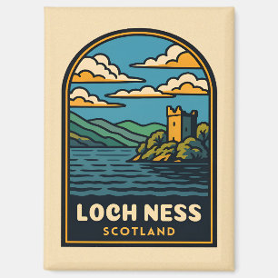 Imán Viaje retro vintage Loch Ness Castillo de Escocia