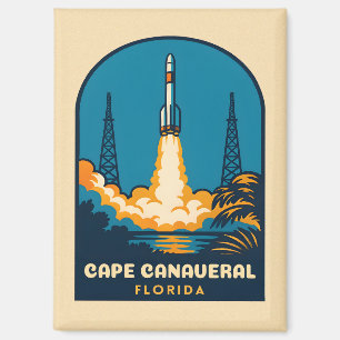 Imán Viaje retro vintage Rocket Cape Canaveral Florida