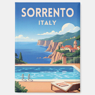 Imán Viaje Retro Vintage Sorrento Italia Costera Escéni