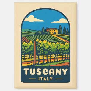 Imán Viaje retro vintage Toscana Italia Viñedo