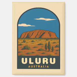 Imán Viaje retro vintage Uluru Australia Paisaje