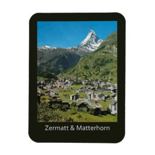 Imán Viaje retro Zermatt del suizo y soporte Cervino