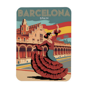 Imán Viaje vintage barcelona españa regalos flaminco