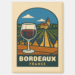 Imán Viaje Vintage Bordeaux France Viñyard Retro
