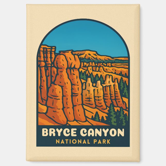 Imán Viaje Vintage Bryce Canyon Parque Nacional Retro (Anverso)