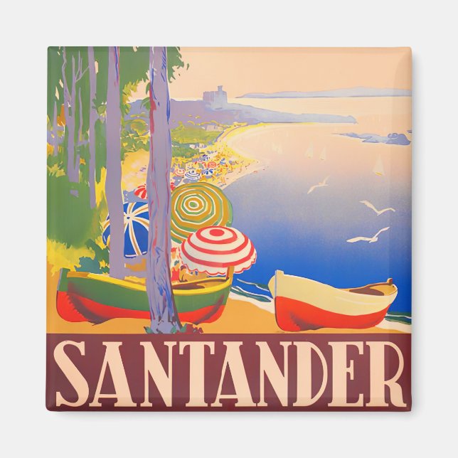 Imán Viaje vintage de Santander España (Frente)