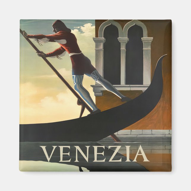 Imán Viaje vintage de Venecia Italia (Frente)
