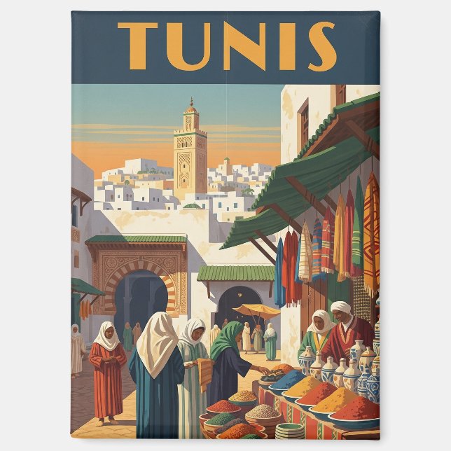 Imán Viaje Vintage Túnez Túnez (Anverso)
