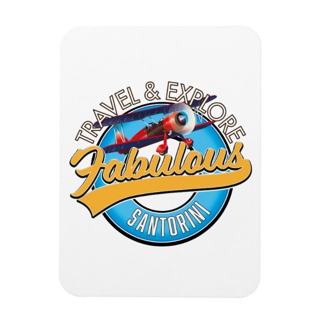 Imán Viaje y Explore la Fabulosa Santorini (Vertical)