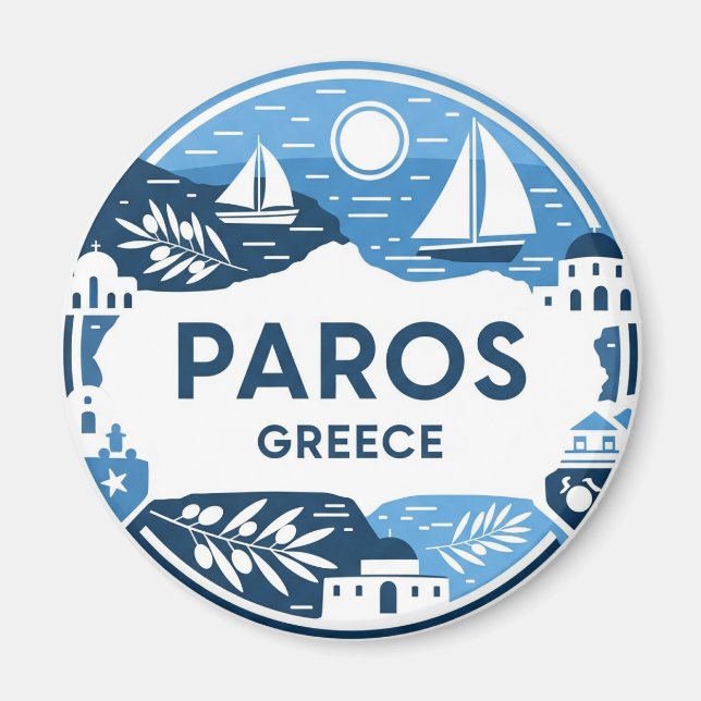 Imán Viajes a la isla de Paros Grecia (Frente)