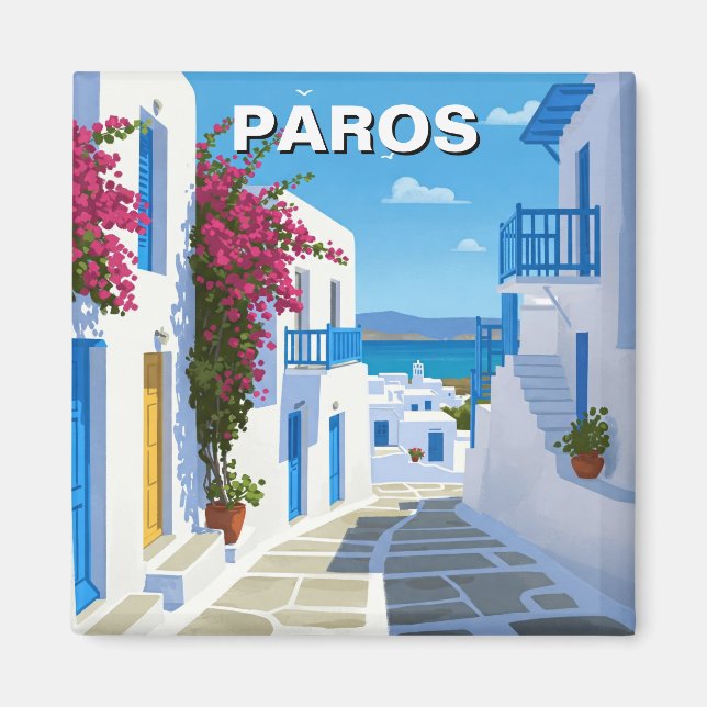 Imán Viajes a la isla de Paros Grecia (Frente)