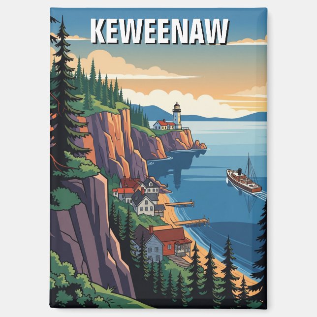 Imán Viajes a la península de Michigan Keweenaw (Anverso)