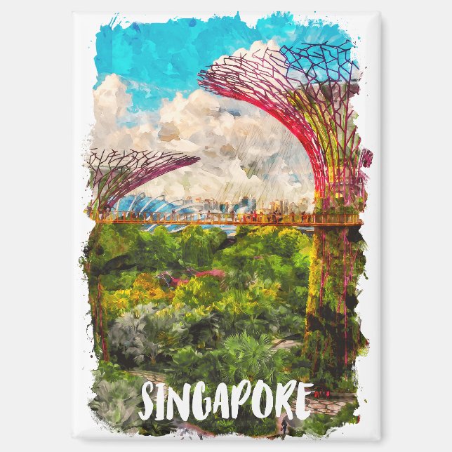 Imán Viajes acuáticos de Singapur asiático (Anverso)