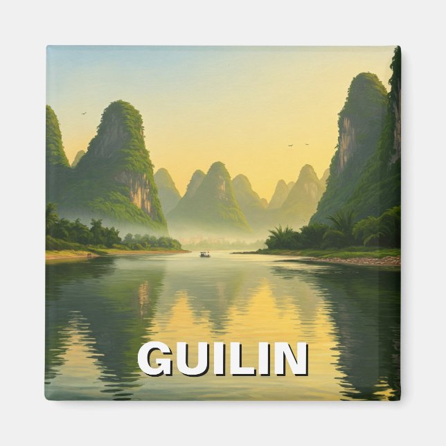 Imán Viajes al río Li de Guilin China (Frente)