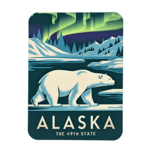 Imán Viajes Antiguos Alaska Luces del Norte Oso Polar