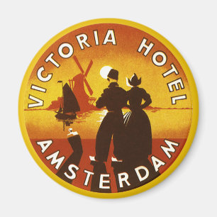 Imán Viajes antiguos, Hotel Victoria, Amsterdam, Holand