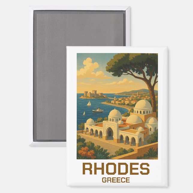 Imán Viajes Antiguos Rodas Grecia (Anverso/Reverso)