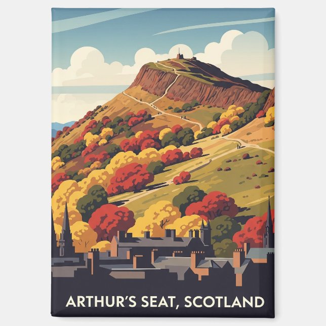 Imán Viajes de antaño de Arthur en Edimburgo, Escocia (Anverso)