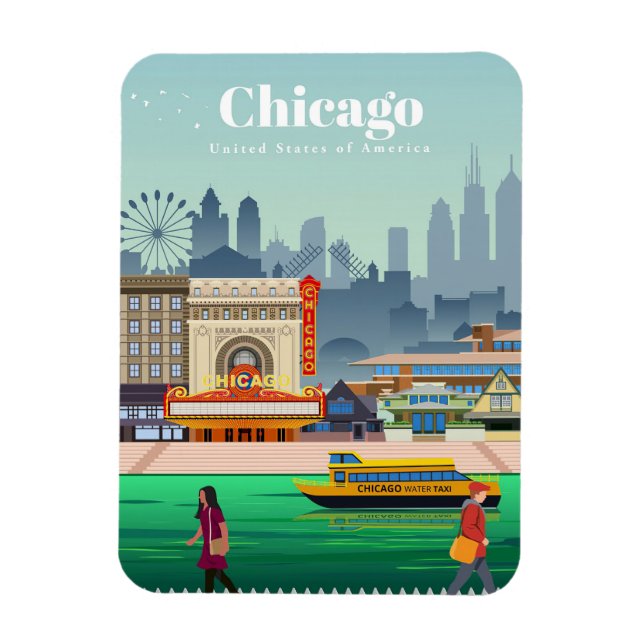 Imán Viajes De Arte Viajero A Chicago (Vertical)