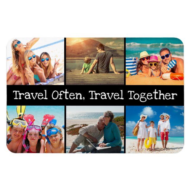 Imán Viajes de Collage de fotos de vacaciones a menudo  (Horizontal)