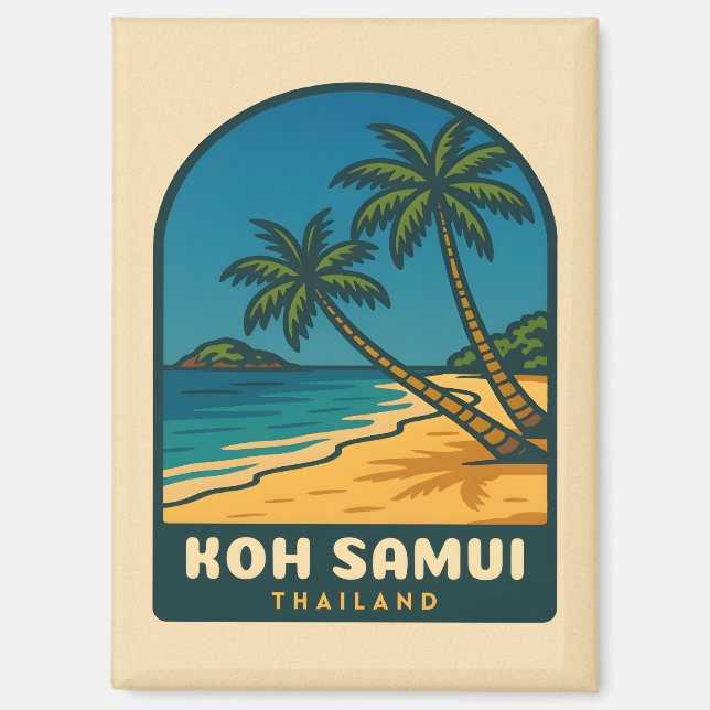 Imán Viajes de cosecha Koh Samui Tailandia Playa Retro (Anverso)