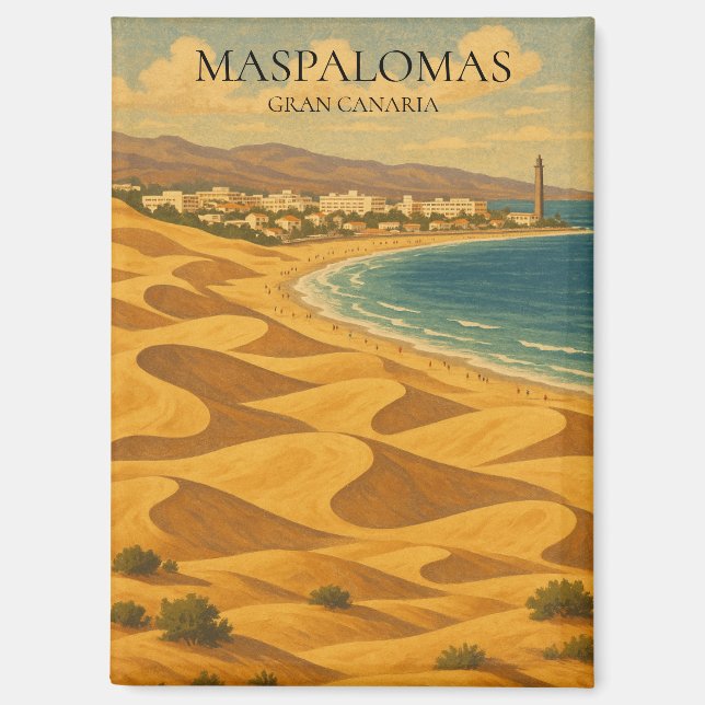 Imán Viajes de cosecha Maspalomas, dunas de Gran Canari (Anverso)