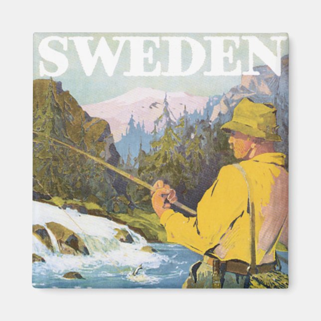 Imán Viajes de época a Suecia, pesca deportiva de pesca (Frente)