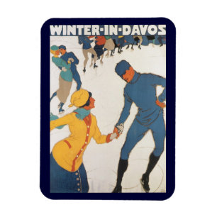 Imán Viajes de época, arte deco, invierno en Davos Suiz