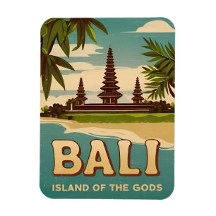 Imán Viajes de época Bali Indonesia Gráfico retro