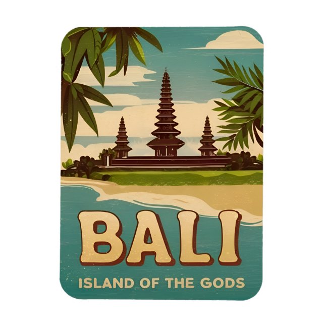 Imán Viajes de época Bali Indonesia Gráfico retro (Vertical)