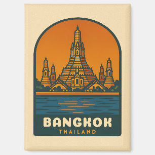 Imán Viajes de época Bangkok Tailandia Gráfico retro