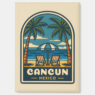 Imán Viajes de época Cancún México Beach Retro
