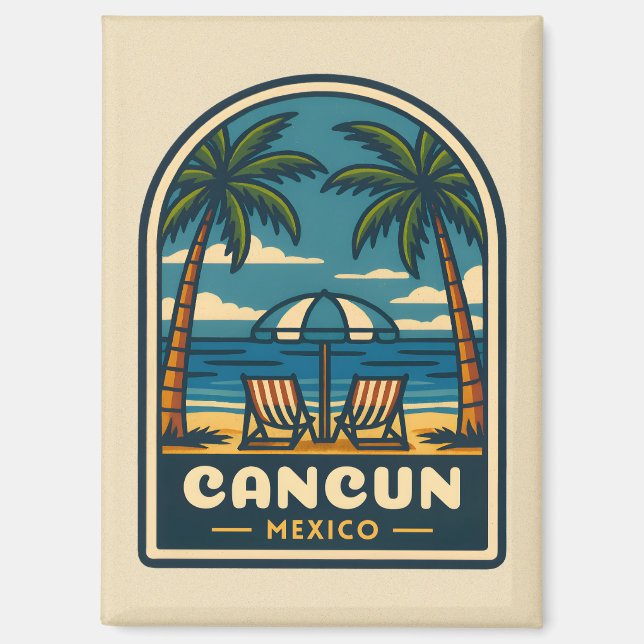 Imán Viajes de época Cancún México Beach Retro (Anverso)