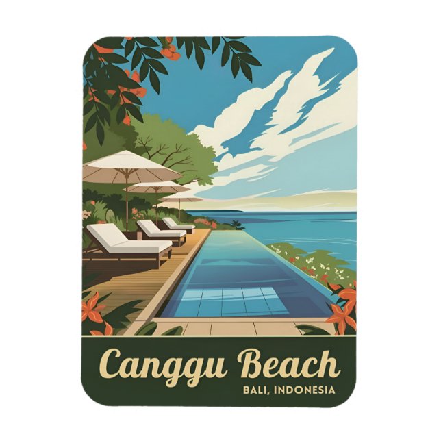Imán Viajes de época Canggu Bali Indonesia Retro Scenic (Vertical)