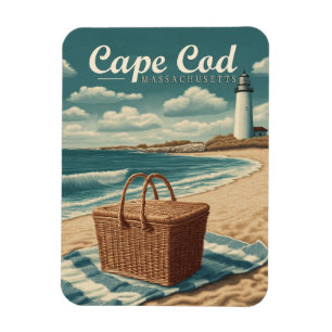 Imán Viajes de época Cape Cod Massachusetts Beach Retro
