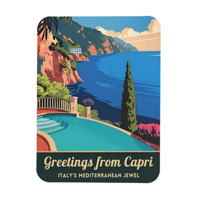 Imán Viajes de época Capri Italia Retro a la costa Esce (Vertical)