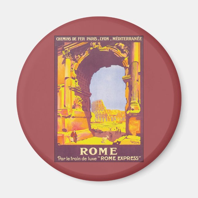Imán Viajes de época, Coliseo en Roma Italia Italiano (Frente)