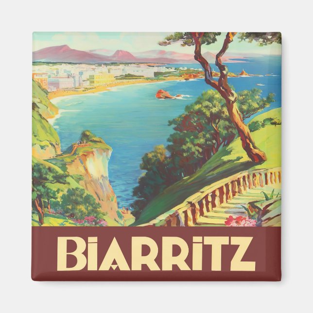 Imán Viajes de época de Biarritz France (Frente)