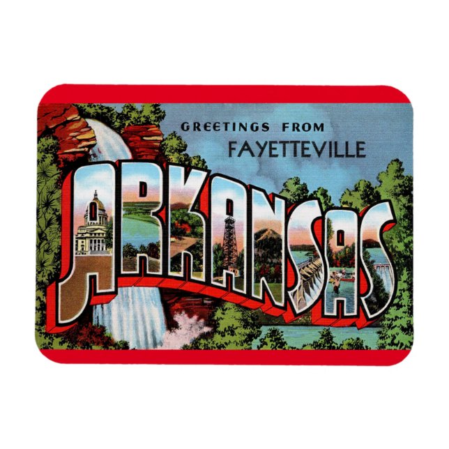 Imán Viajes de época de Fayetteville Arkansas (Horizontal)