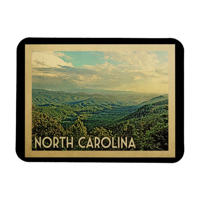 Imán Viajes de época de las montañas de Carolina del No (Horizontal)