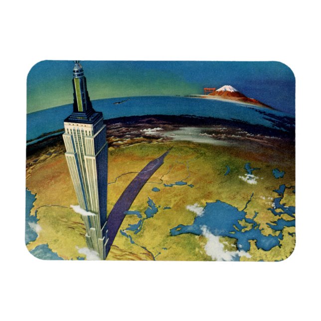 Imán Viajes de época Edificio Empire State de Nueva Yor (Horizontal)